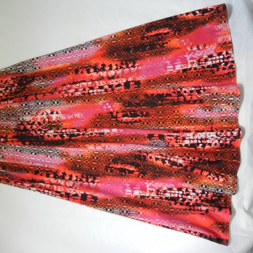 2 Piece Skirt Set Medium Sleeveless Crew Neck Top Midi Vintage Stretch Graphic - Picture 4 of 12